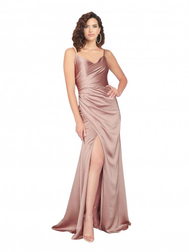Sleeveless Dusty Pink V-Back Sheath V-Neck Black Tie Evening Gown / Prom Dress / Bridesmaid Dress Mississauga