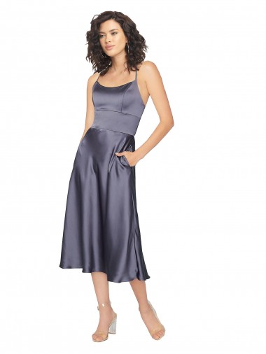 Sleeveless Dusk Criss Cross Back A-Line Scoop Neck Prom Dress / Bridesmaid Dress Mississauga