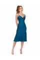 Sleeveless Peacock Blue Low Back A-Line V-Neck Prom Dress / Bridesmaid Dress Mississauga