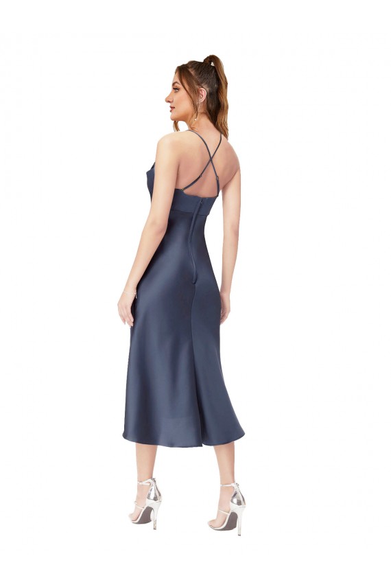 Sleeveless Black Criss Cross Back Sheath Cowl Neck High Low Evening Gown / Prom Dress / Bridesmaid Dress Mississauga