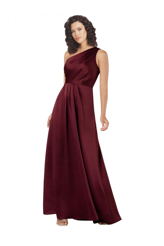 Sleeveless Burgundy A-Line One Shoulder Formal Evening Gown / Prom Dress / Bridesmaid Dress Mississauga