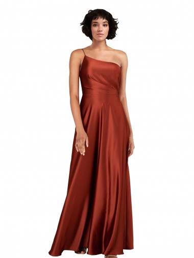 Sleeveless Burnt Orange A-Line One Shoulder Black Tie Evening Gown / Prom Dress / Bridesmaid Dress Mississauga
