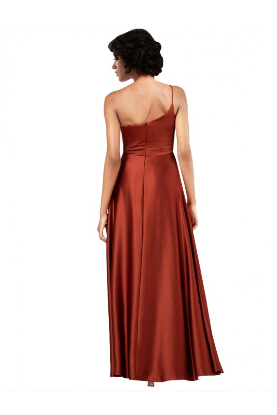 Sleeveless Burnt Orange A-Line One Shoulder Black Tie Evening Gown / Prom Dress / Bridesmaid Dress Mississauga