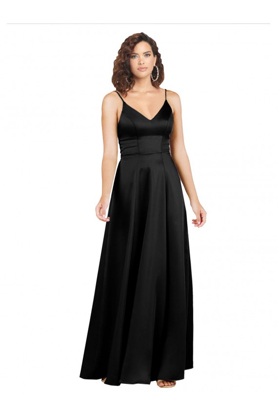 Sleeveless Black V-Back A-Line V-Neck Formal Evening Gown / Prom Dress / Bridesmaid Dress Mississauga