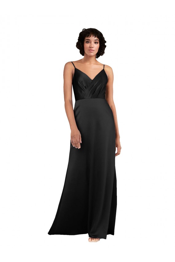 Sleeveless Black Column V-Neck Formal Evening Gown / Prom Dress / Bridesmaid Dress Mississauga