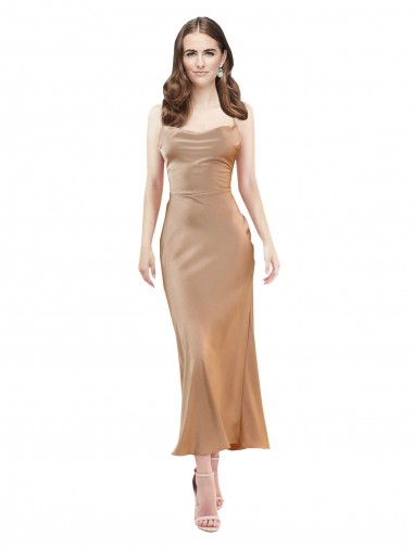 Sleeveless Rose Gold Low Back Sheath Cowl Neck Formal Evening Gown / Prom Dress / Bridesmaid Dress Mississauga