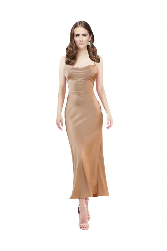 Sleeveless Rose Gold Low Back Sheath Cowl Neck Formal Evening Gown / Prom Dress / Bridesmaid Dress Mississauga