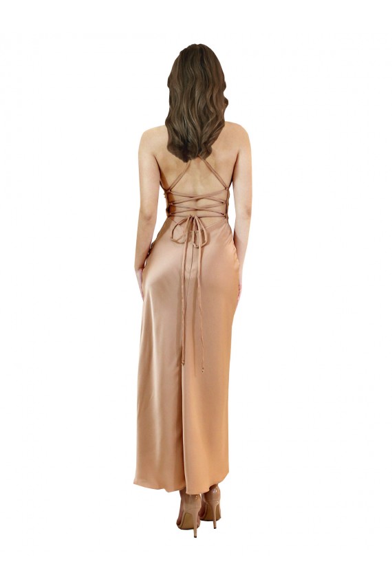 Sleeveless Rose Gold Low Back Sheath Cowl Neck Formal Evening Gown / Prom Dress / Bridesmaid Dress Mississauga