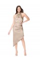 Sleeveless Champagne Pink A-Line Halter Neck High Low Prom Dress / Bridesmaid Dress Mississauga