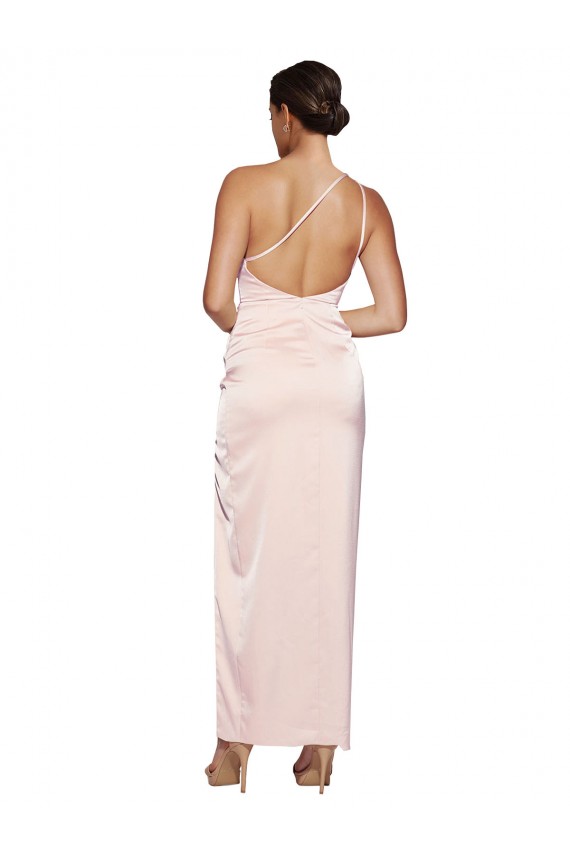 Sleeveless Pink Low Back A-Line One Shoulder Semi Formal Evening Dress / Prom Dress / Bridesmaid Dress Mississauga