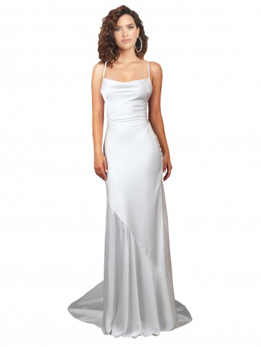 Sleeveless White Criss Cross Open Back Sheath Cowl Neck Beach Wedding Dress Mississauga