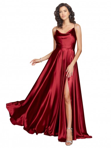 Sleeveless Burgundy Low Back A-Line Spaghetti Straps Black Tie Evening Dress / Prom Dress / Bridesmaid Dress Mississauga
