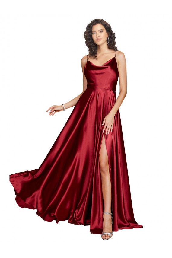Sleeveless Burgundy Low Back A-Line Spaghetti Straps Black Tie Evening Dress / Prom Dress / Bridesmaid Dress Mississauga