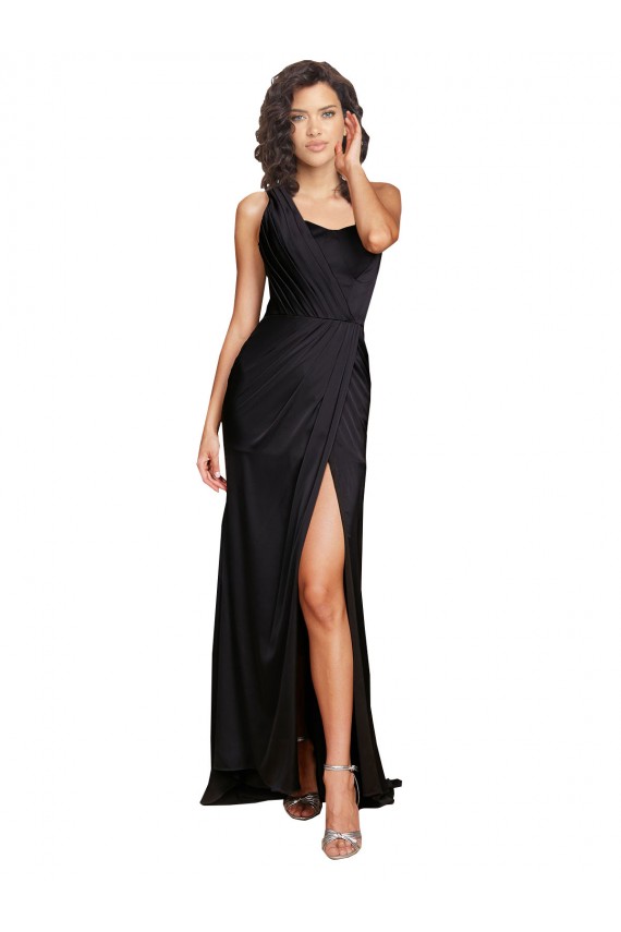 Sleeveless Black A-Line One Shoulder Evening Dress / Bridesmaid Dress Mississauga