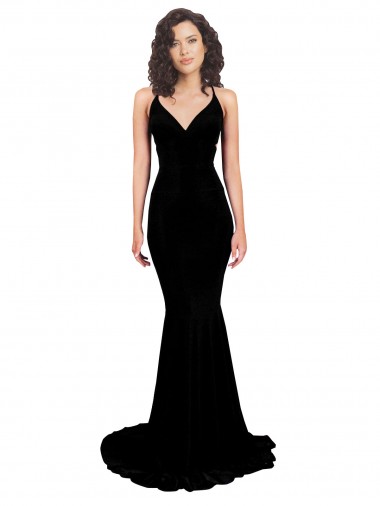 Sleeveless Black Open Back Mermaid V-Neck Formal Evening Gown / Prom Dress / Bridesmaid Dress Mississauga