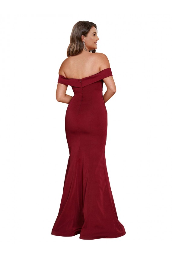 Sleeveless Burgundy Mermaid Off the Shoulder Formal Plus Size Evening Gown / Prom Dress / Bridesmaid Dress Mississauga