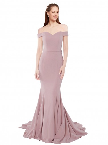 Sleeveless Dusty Pink Mermaid Off the Shoulder Bridesmaid Dress / Evening Dress Mississauga
