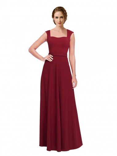 Sleeveless Burgundy A-Line Square Neck Prom Dress / Bridesmaid Dress Mississauga