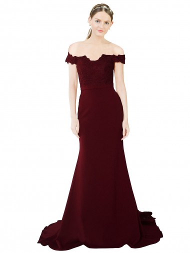 Sleeveless Burgundy Gold V-Back Mermaid Off the Shoulder Formal Evening Gown / Prom Dress / Bridesmaid Dress Mississauga