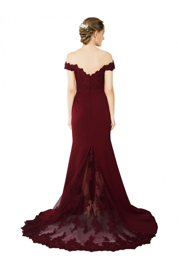 Sleeveless Burgundy Gold V-Back Mermaid Off the Shoulder Formal Evening Gown / Prom Dress / Bridesmaid Dress Mississauga