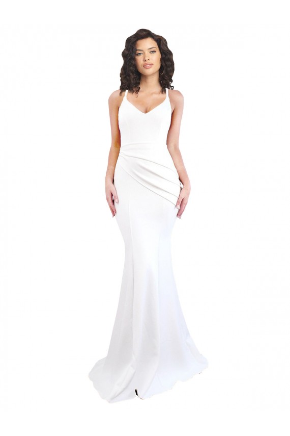 Sleeveless White Low Back Mermaid Spaghetti Straps Black Tie Evening Gown / Prom Dress / Bridesmaid Dress Mississauga