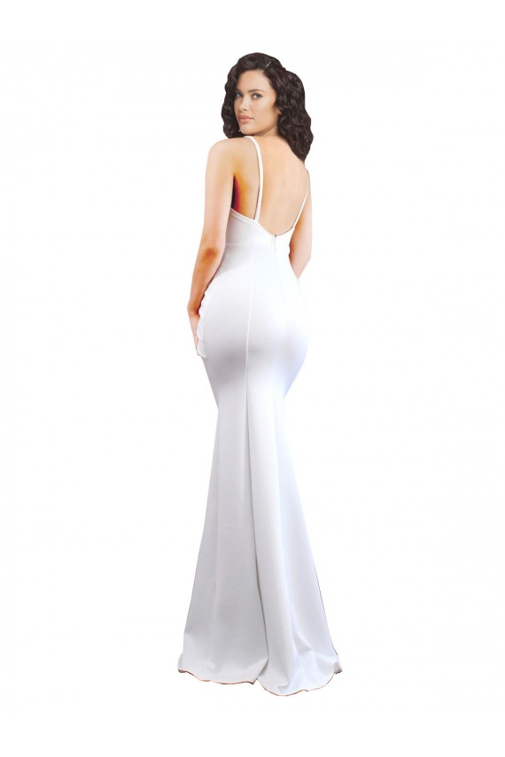 Sleeveless White Low Back Mermaid Spaghetti Straps Black Tie Evening Gown / Prom Dress / Bridesmaid Dress Mississauga