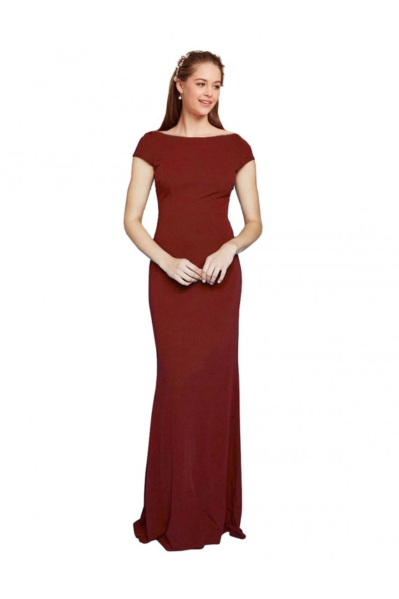 Cap Sleeves Burgundy Keyhole Back Mermaid Round Neck Formal Evening Gown / Prom Dress / Bridesmaid Dress Mississauga