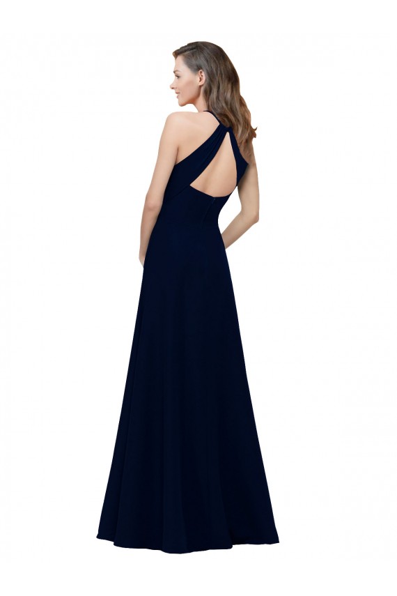 Sleeveless Dusty Pink Keyhole Back A-Line Jewel Neck Prom Dress / Bridesmaid Dress Mississauga
