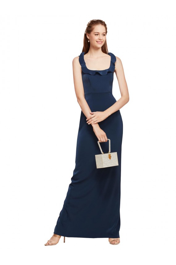Sleeveless Dark Navy Low Back Sheath Scoop Neck Formal Evening Gown / Prom Dress / Bridesmaid Dress Mississauga