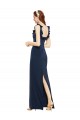 Sleeveless Dark Navy Low Back Sheath Scoop Neck Formal Evening Gown / Prom Dress / Bridesmaid Dress Mississauga