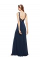 Sleeveless Dark Navy Low Back A-Line Round Neck Prom Dress / Bridesmaid Dress Mississauga