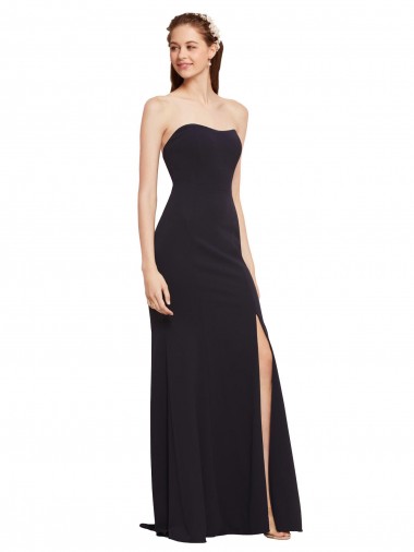 Sleeveless Dark Navy Low Back A-Line Strapless Formal Evening Gown / Prom Dress / Bridesmaid Dress Mississauga