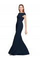 Sleeveless Dark Navy Open Back A-Line Boat Neck Formal Evening Gown / Prom Dress / Bridesmaid Dress Mississauga