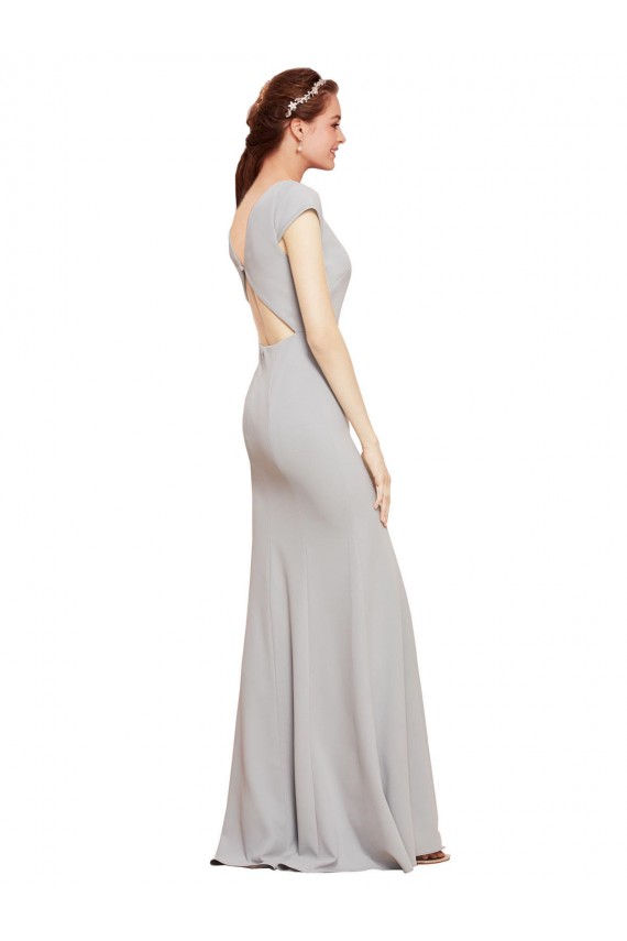 Sleeveless Dark Navy Open Back A-Line Boat Neck Formal Evening Gown / Prom Dress / Bridesmaid Dress Mississauga