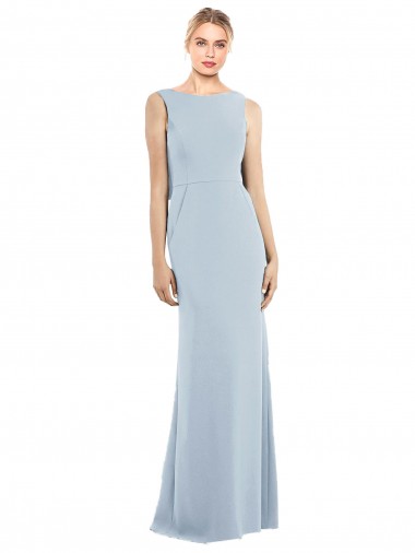 Sleeveless Light Sky Blue Low Back Trumpet Bateau Neck Semi Formal Evening Dress / Prom Dress / Bridesmaid Dress Mississauga