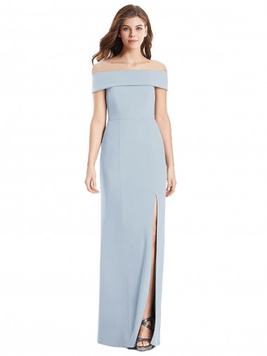 Sleeveless Light Sky Blue Trumpet Off the Shoulder Formal Dress / Bridesmaid Dress Mississauga