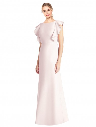Cap Sleeves Pink Open Back Trumpet Bateau Neck Formal Dress / Bridesmaid Dress Mississauga