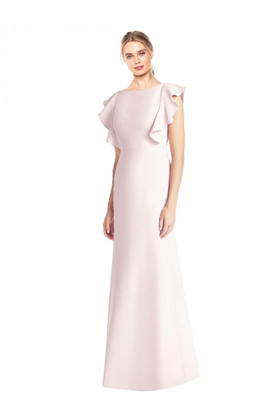 Cap Sleeves Pink Open Back Trumpet Bateau Neck Formal Dress / Bridesmaid Dress Mississauga