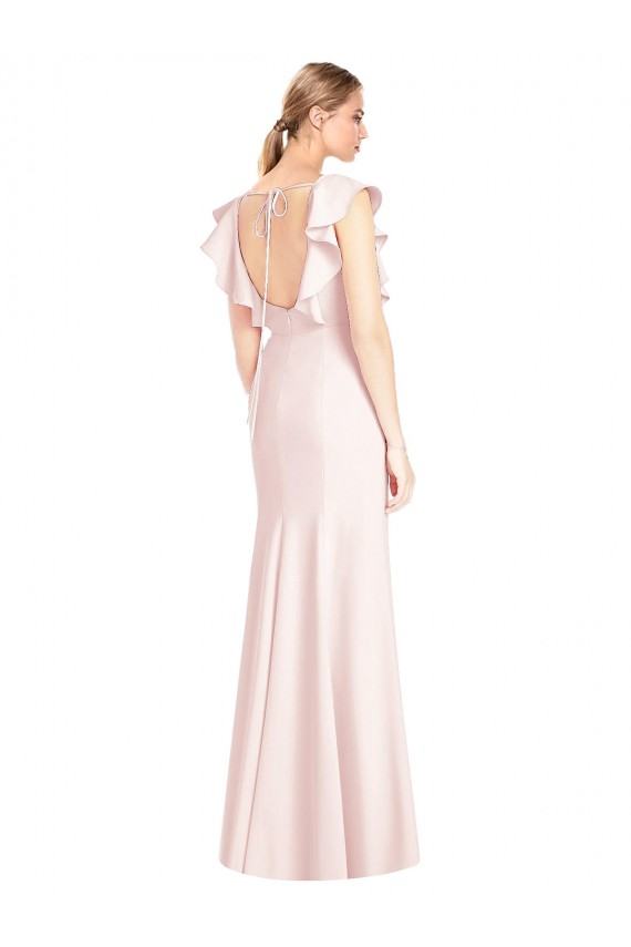 Cap Sleeves Pink Open Back Trumpet Bateau Neck Formal Dress / Bridesmaid Dress Mississauga