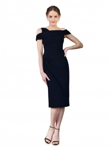 Sleeveless Dark Navy Mermaid Stretch Crepe Off the Shoulder Formal Evening Dress / Bridesmaid Dress Mississauga
