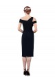 Sleeveless Dark Navy Mermaid Stretch Crepe Off the Shoulder Formal Evening Dress / Bridesmaid Dress Mississauga