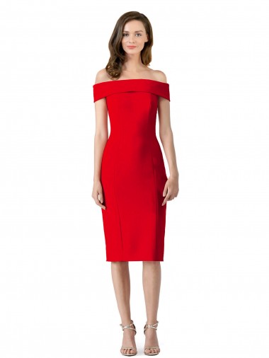 Sleeveless Red Sheath Off the Shoulder Formal Evening Gown / Prom Dress / Bridesmaid Dress Mississauga