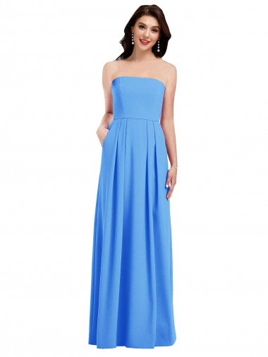 Sleeveless Peacock Blue Low Back Trumpet Strapless Semi Formal Evening Dress / Prom Dress / Bridesmaid Dress Mississauga