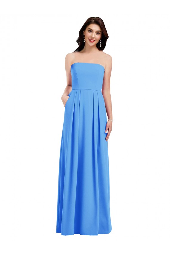 Sleeveless Peacock Blue Low Back Trumpet Strapless Semi Formal Evening Dress / Prom Dress / Bridesmaid Dress Mississauga