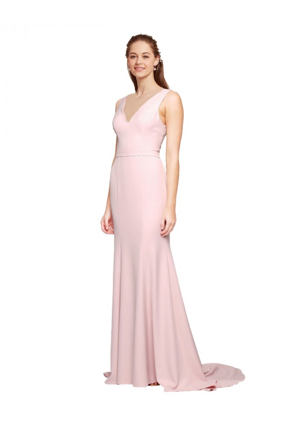 Sleeveless Pink V-Back A-Line V-Neck Black Tie Evening Dress / Prom Dress / Bridesmaid Dress Mississauga