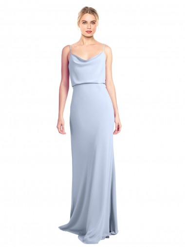 Sleeveless Light Sky Blue V-Back Sheath Cowl Neck Formal Dress / Bridesmaid Dress Mississauga