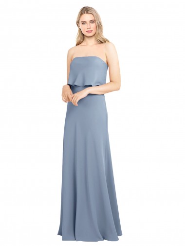 Sleeveless Smoke Blue Sheath High Neck Formal Dress / Bridesmaid Dress Mississauga