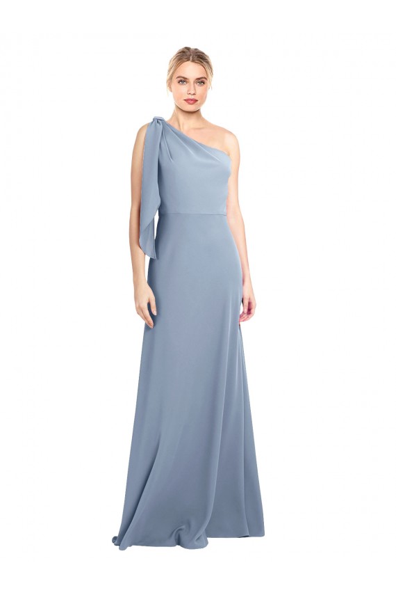 Flutter Sleeves Smoke Blue Sheath One Shoulder Formal Dress / Bridesmaid Dress Mississauga