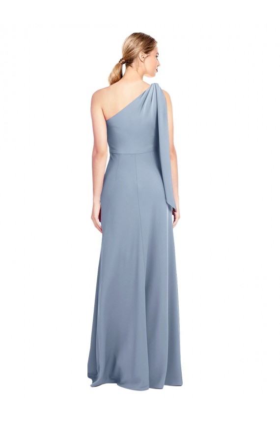 Flutter Sleeves Smoke Blue Sheath One Shoulder Formal Dress / Bridesmaid Dress Mississauga