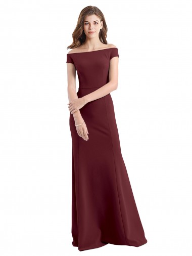 Sleeveless Burgundy Gold Sheath Off the Shoulder Prom Dress / Bridesmaid Dress Mississauga